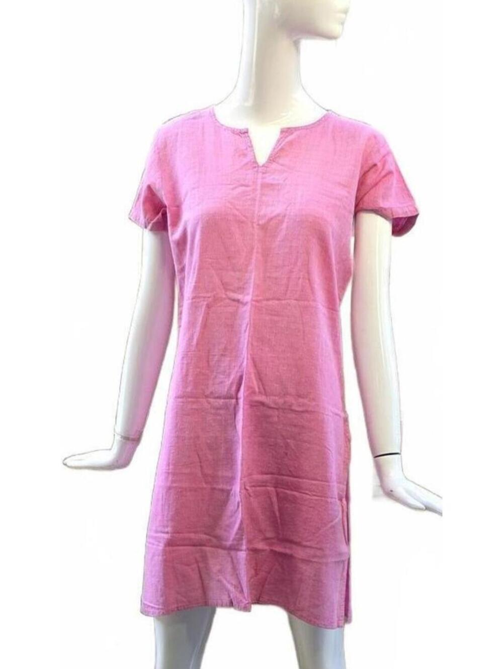 Fabindia Rose Pink Kurti/Tunic Lightweight Cotton Side Splits Hip to Hem Med